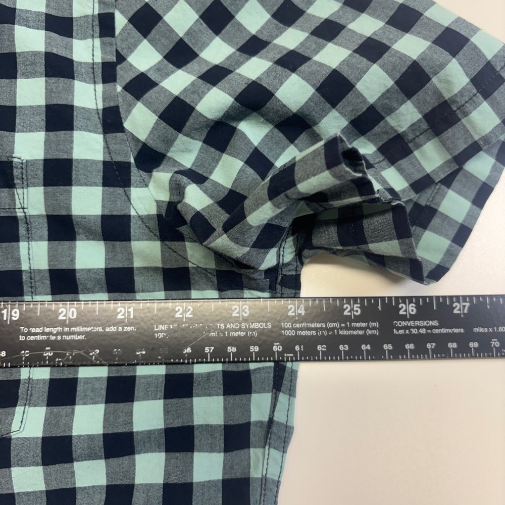 Goodfellow & Co Mens Large Northrop Shirt Blue Gingham Check Short Sleeve - Picture 8 of 13